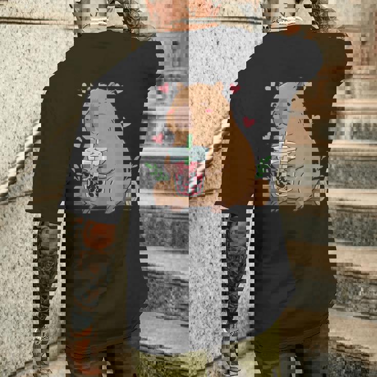 カピバラ ボバ バブルティー キッズ ガールズ キッズ カワイイ カピバラ メンズTシャツ バックプリント 彼への贈り物