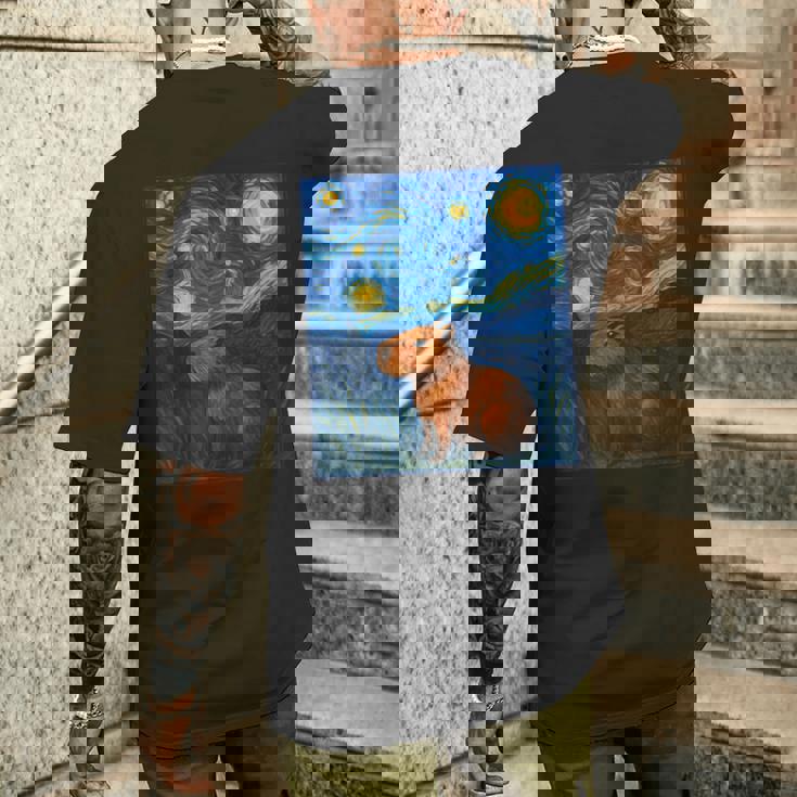 カピバラヴァンゴッホスターリーナイト メンズTシャツ バックプリント 彼への贈り物