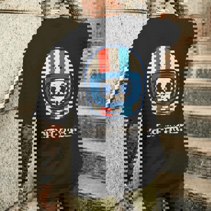 カフェレーサー トレンディ シンプル ヘルメット デザイン バイク メンズTシャツ バックプリント 彼への贈り物