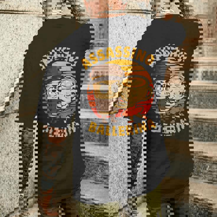 カプチーノ アサシーノ バレリーナ 面白い イタリアン ブレイン ミーム メンズTシャツ バックプリント 彼への贈り物