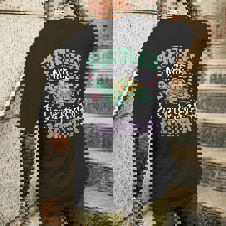 カメがすべてを良くするかわいい陸亀 メンズTシャツ バックプリント 彼への贈り物