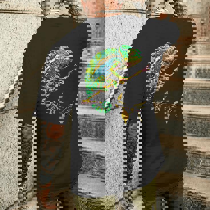 カメレオン トカゲ 爬虫類 カメレオン イグアナ トカゲ カメレオン メンズTシャツ バックプリント 彼への贈り物