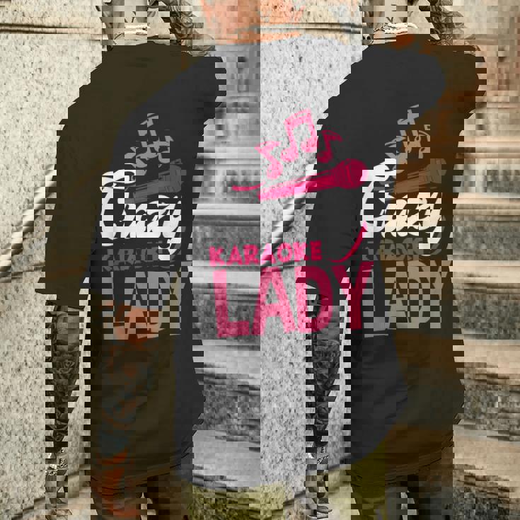 カラオケレディ おもしろ音楽好き カラオケシンガー メンズTシャツ バックプリント 彼への贈り物