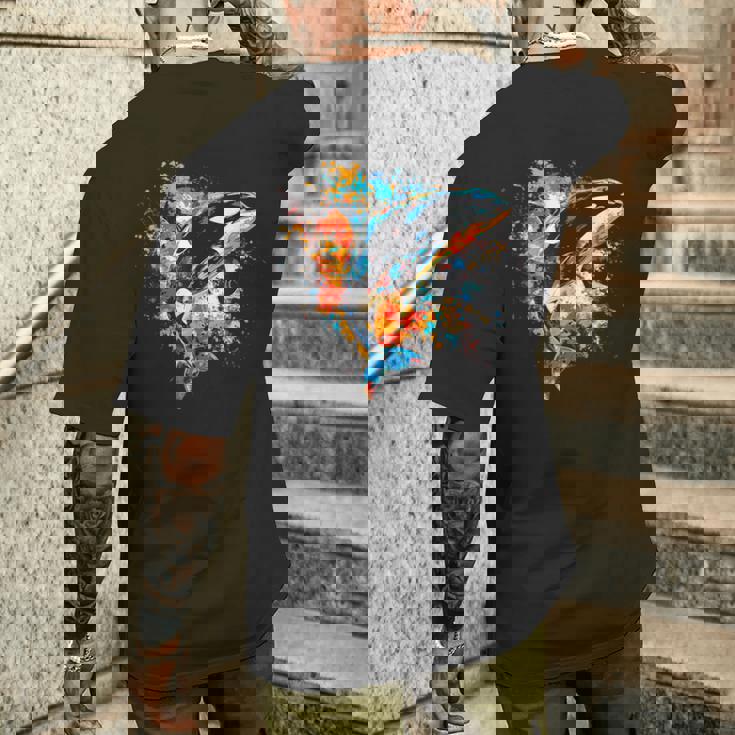 カラフルなシャチ メンズTシャツ バックプリント 彼への贈り物