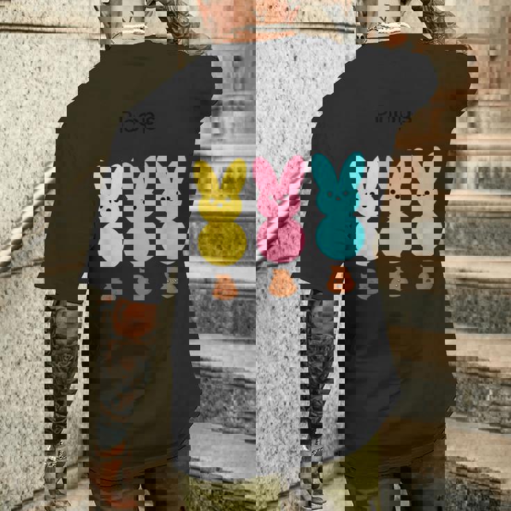 カラフルなマシュマロバニーのうんち メンズTシャツ バックプリント 彼への贈り物