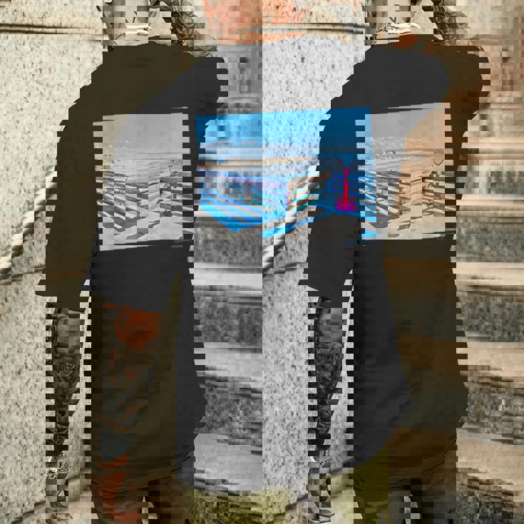 カリフォルニアの桟橋からのカラフルな海の景色 メンズTシャツ バックプリント 彼への贈り物