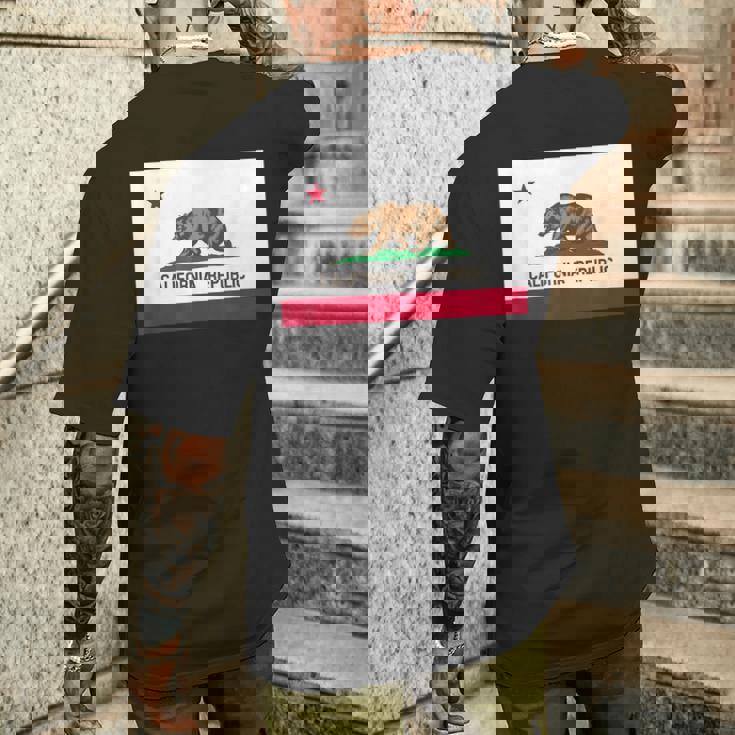 カリフォルニア州「ベアリパブリック」州旗 メンズTシャツ バックプリント 彼への贈り物