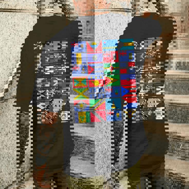 カリブ海国旗 ユニティプライド お土産 地理ギフト メンズTシャツ バックプリント 彼への贈り物