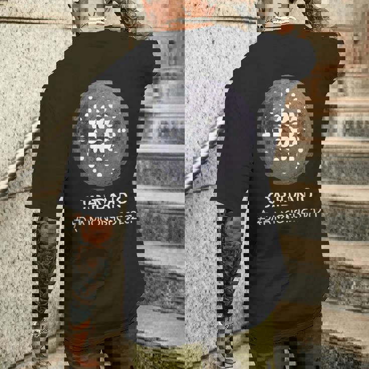 カルダノcardano暗号通貨 月へto The Moon 分散型金融 Defi ブロックチェーン メンズTシャツ バックプリント 彼への贈り物