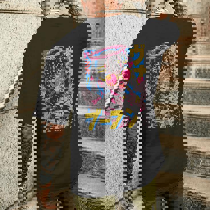 カワイイ ストリートウェア ヒップホップ Hip Hop サイバーパンク エンジェル テックウェア マンガ アニメ メンズTシャツ バックプリント 彼への贈り物