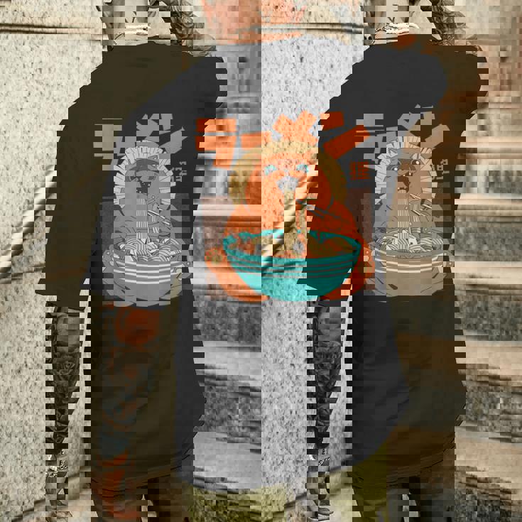 カワイイ ラーメンタヌキ妖怪 オタク アニメ 漫画 メンズTシャツ バックプリント 彼への贈り物