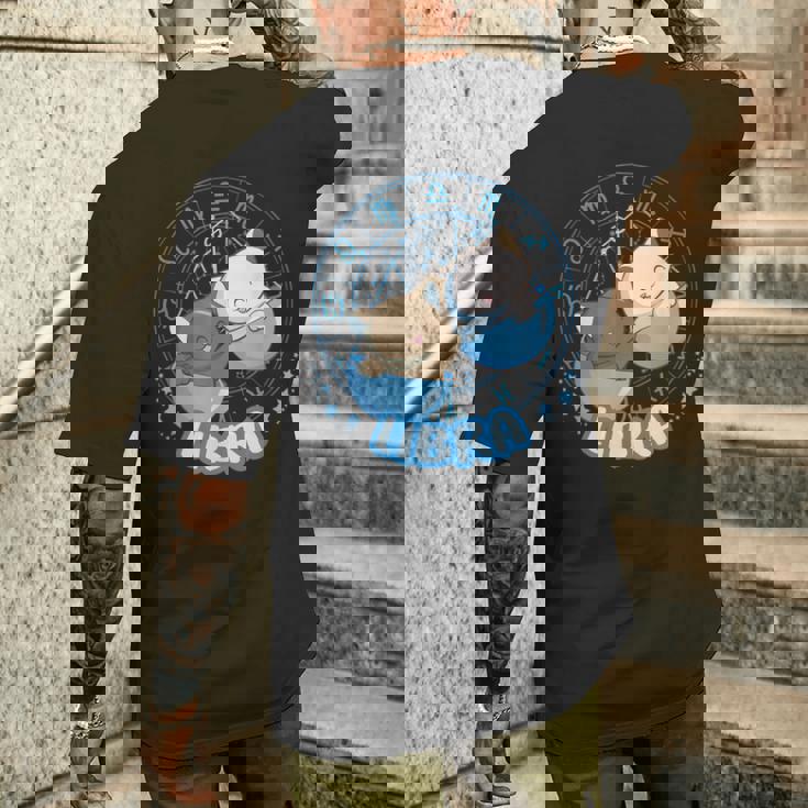 カワイイ猫占星術 星座天秤座 メンズTシャツ バックプリント 彼への贈り物