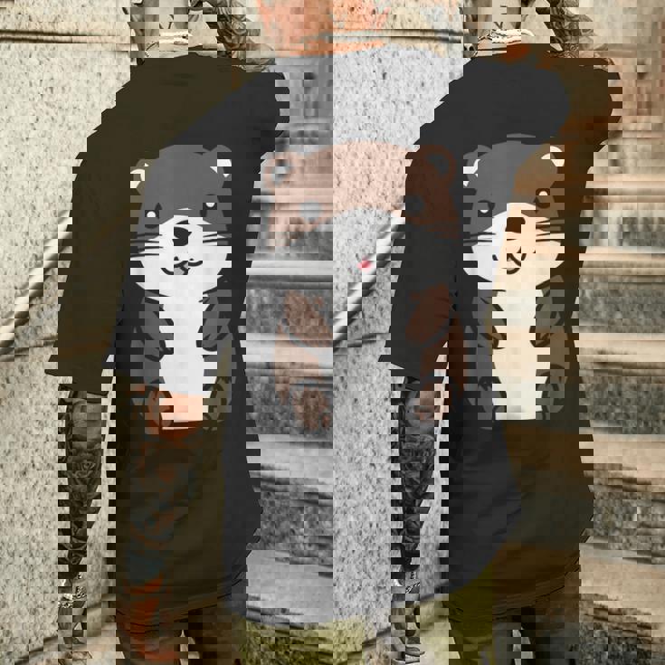 カワウソの赤ちゃん 動物 かわいい シンプルな小さなカワウソ メンズTシャツ バックプリント 彼への贈り物