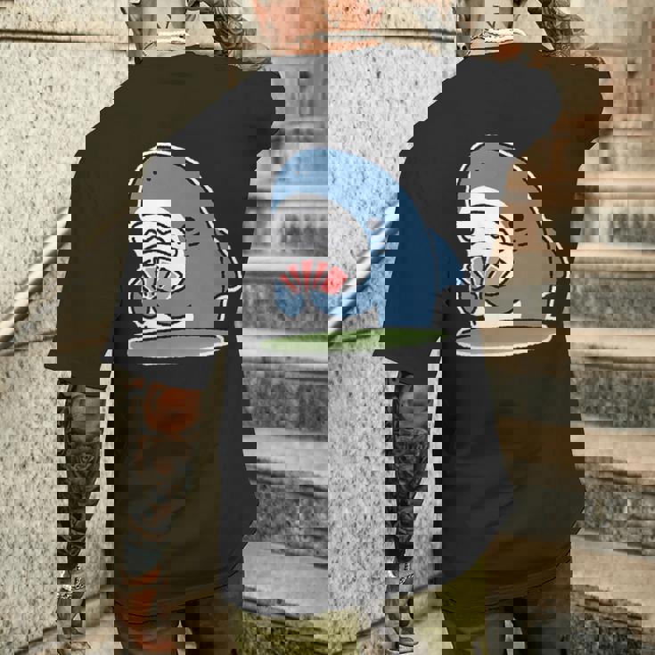 カード遊びをするサメ メンズTシャツ バックプリント 彼への贈り物