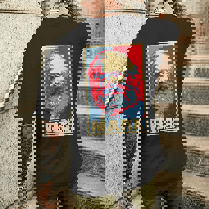 カール・マルクス プロパガンダ ポスター ポップアート メンズTシャツ バックプリント 彼への贈り物