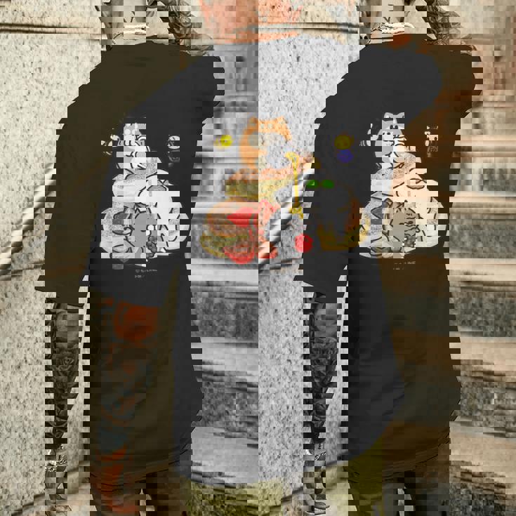 キッズ ボンレス犬とボンレス猫 パンケーキ メンズTシャツ バックプリント 彼への贈り物