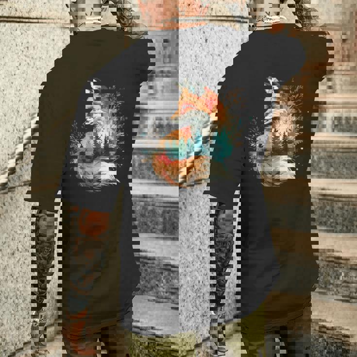 キツネアート メンズTシャツ バックプリント 彼への贈り物