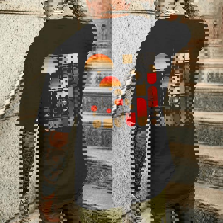 キノコ 幾何学 アート イラスト グラフィック キノコ メンズTシャツ バックプリント 彼への贈り物