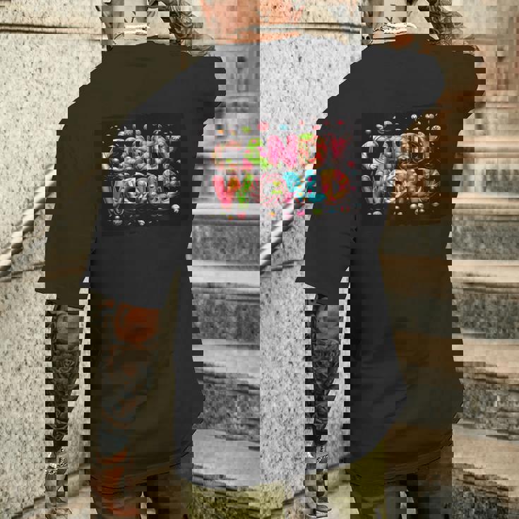 キャンディワールドに足を踏み入れて面白いスイーツとシュガーを手に入れましょう メンズTシャツ バックプリント 彼への贈り物