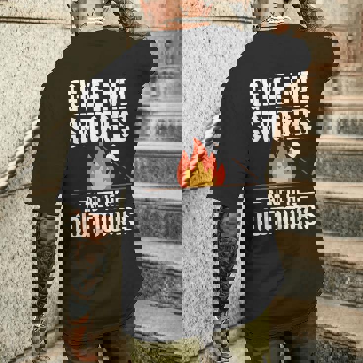 キャンプ&ハイカー向け、スモーズアンドザアウトドアデザインを与えてください メンズTシャツ バックプリント 彼への贈り物