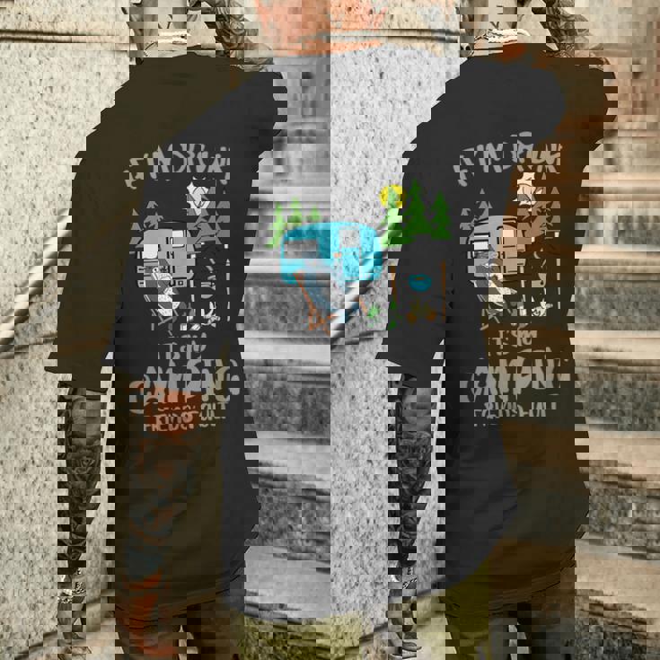 キャンプ 面白い キャンピング 楽しい キャンプファイヤー キャンピングカー 旅 メンズTシャツ バックプリント 彼への贈り物