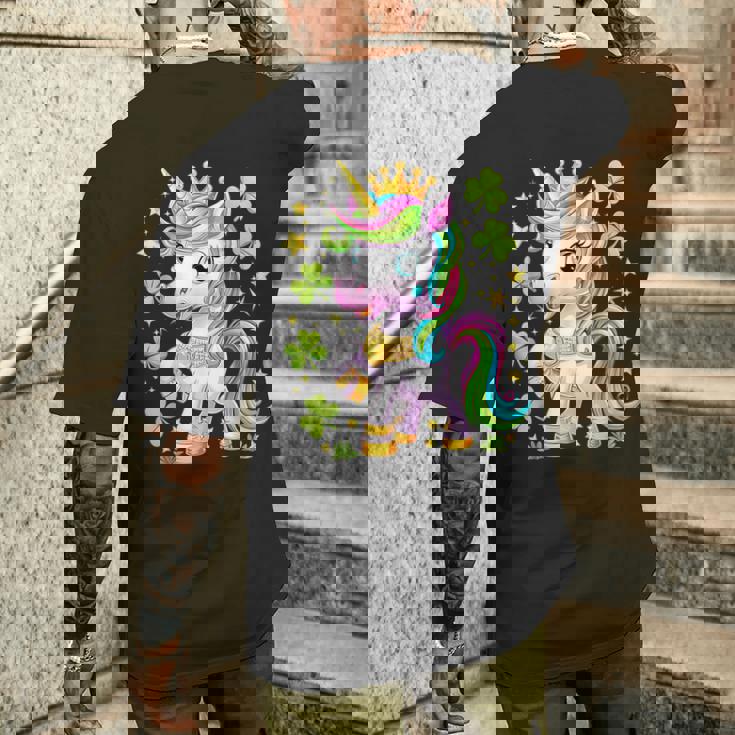 キュート レプリコーン ユニコーン シャムロック 聖パトリックデー ガールズ キッズ メンズTシャツ バックプリント 彼への贈り物