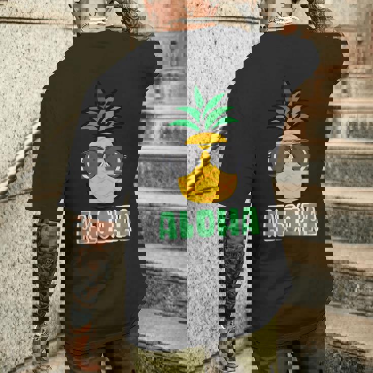 キュートなアロハパイナップルサングラス ハワイアンティキ メンズTシャツ バックプリント 彼への贈り物