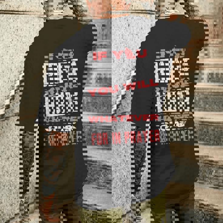 キリスト教信仰のモチベーションを高めると信じるなら メンズTシャツ バックプリント 彼への贈り物