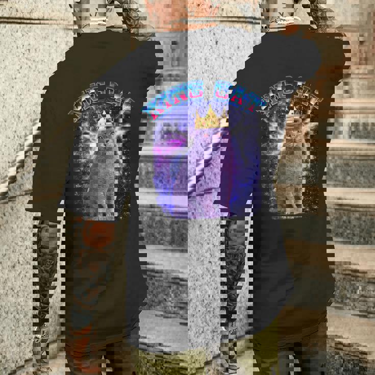 キングキャット ギャラクシーのブリティッシュショートヘア猫 子猫猫 メンズTシャツ バックプリント 彼への贈り物