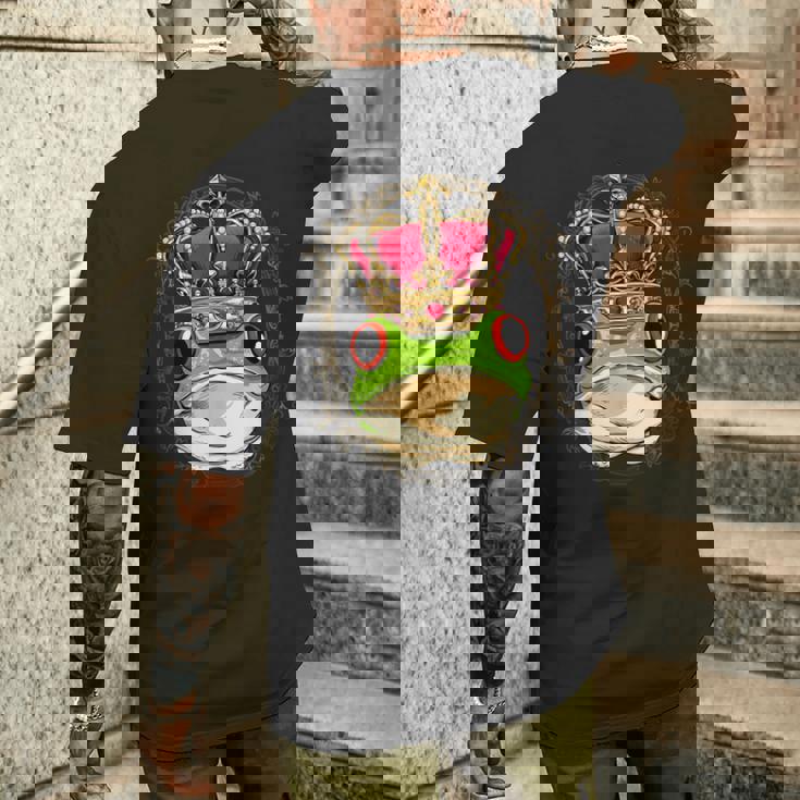 キングクイーン カエル ヒキガエル プリンセス 両生類 動物 カエル好き メンズTシャツ バックプリント 彼への贈り物