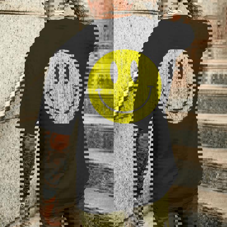 クラシック スマイリーシャツ アンティーク調 80年代風 アシッドハウス アイコン 顔文字 メンズTシャツ バックプリント 彼への贈り物