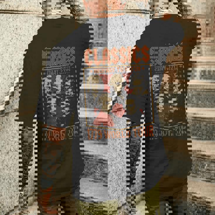 クラシック作曲家ツアー、面白クラシック音楽パロディー メンズTシャツ バックプリント 彼への贈り物