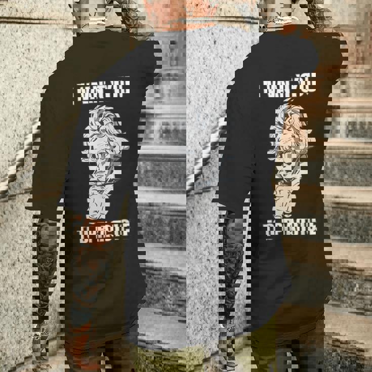 クラシック音楽 音楽家 ベートーヴェン ヴァイオリン ピアノ チェロ 練習 音楽好き おもしろ デザイン メンズTシャツ バックプリント 彼への贈り物