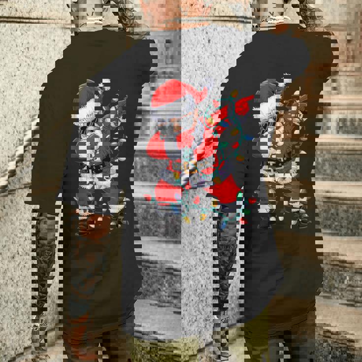 クリスマス サンタクロース ダビングダンス クリスマスライト 家族 メンズTシャツ バックプリント 彼への贈り物