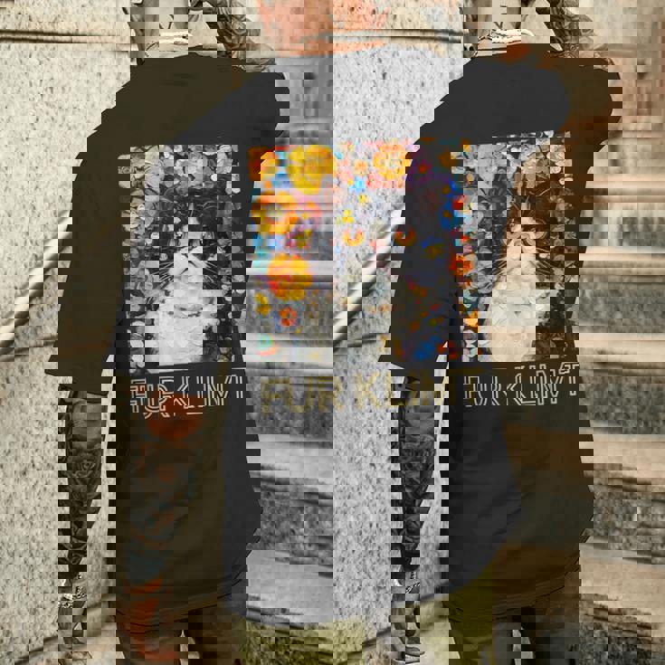 クリムト絵画の猫、猫好き、エキゾチックショートヘア、アーティスト メンズTシャツ バックプリント 彼への贈り物