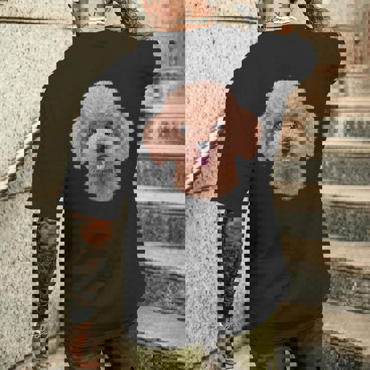 クリーム トイプードル 犬 いぬ 顔 メンズTシャツ バックプリント 彼への贈り物