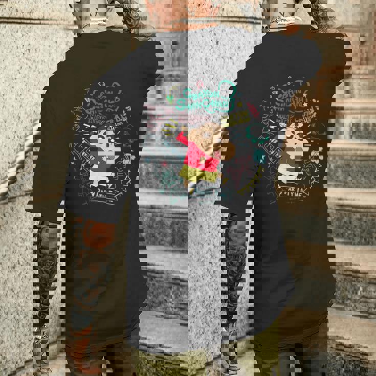 クレヨンしんちゃん しんちゃんと楽器のパーティタイム メンズTシャツ バックプリント 彼への贈り物