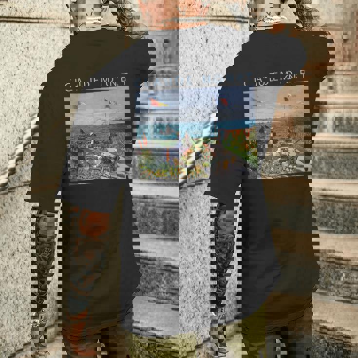 クロード モネ 面白いtシャツ アート サンタドレスの庭園 絵画 メンズ レディース 面白い 服 油彩画 メンズTシャツ バックプリント 彼への贈り物