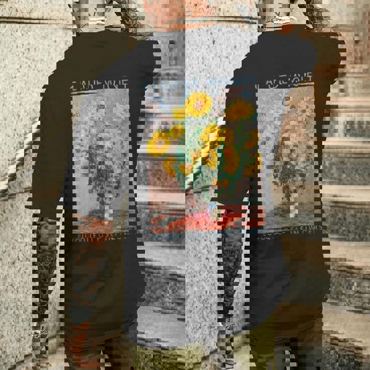 クロード モネ 面白いtシャツ 花 名作 アート ひまわりのブーケ 絵画 メンズ レディース 面白い 服 メンズTシャツ バックプリント 彼への贈り物