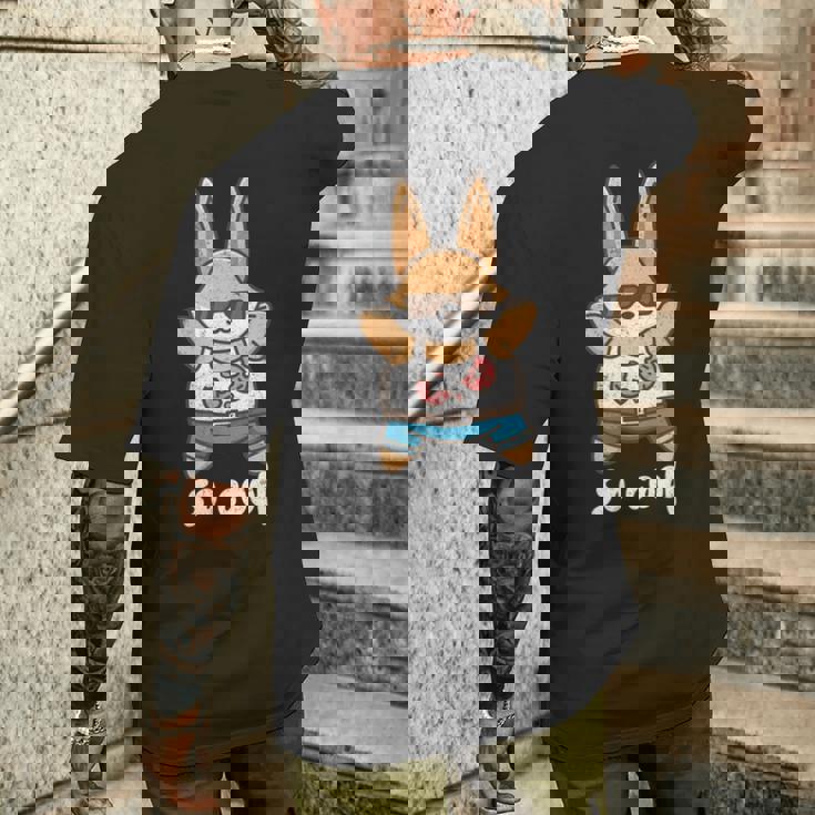 クールすぎるリラックスバニー メンズTシャツ バックプリント 彼への贈り物