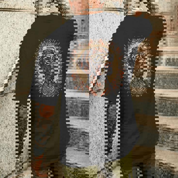 クールなジャーマンショートヘアポインタードッグトライバルアートスタイル メンズTシャツ バックプリント 彼への贈り物