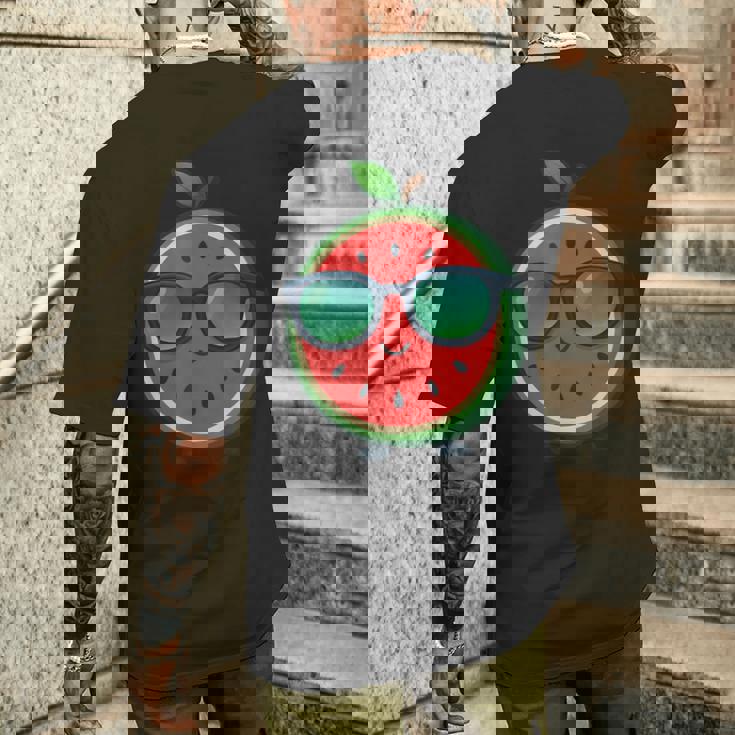 クールな漫画スイカサングラス付き メンズTシャツ バックプリント 彼への贈り物