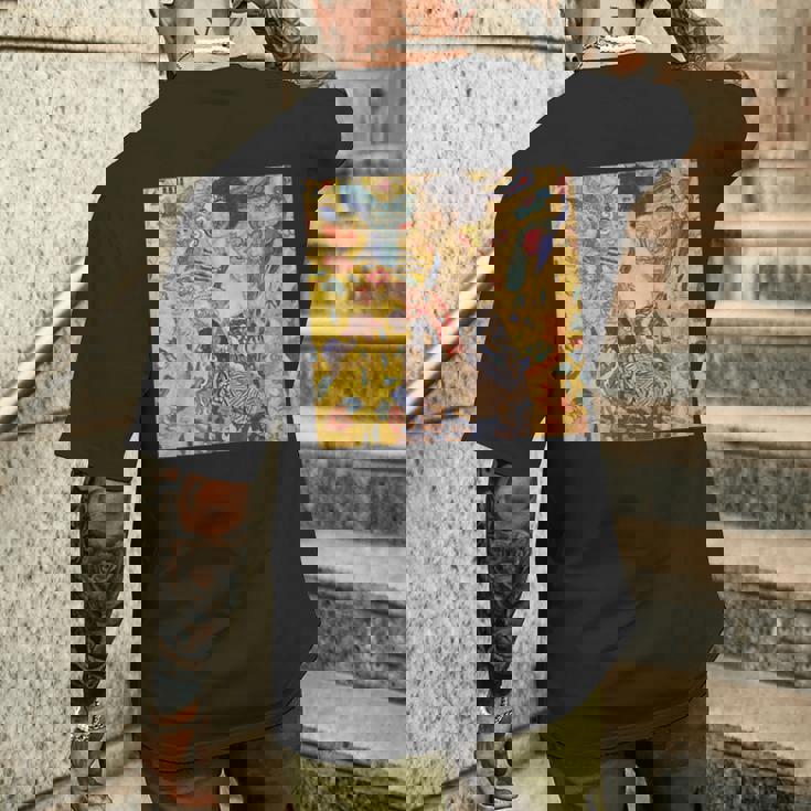 グスタフ・クリムト作「Lady With Fan」 メンズTシャツ バックプリント 彼への贈り物