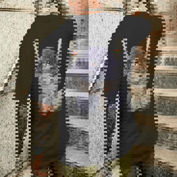 グレー 兎 うさぎ 抱っこ 抱っこ紐 メンズTシャツ バックプリント 彼への贈り物