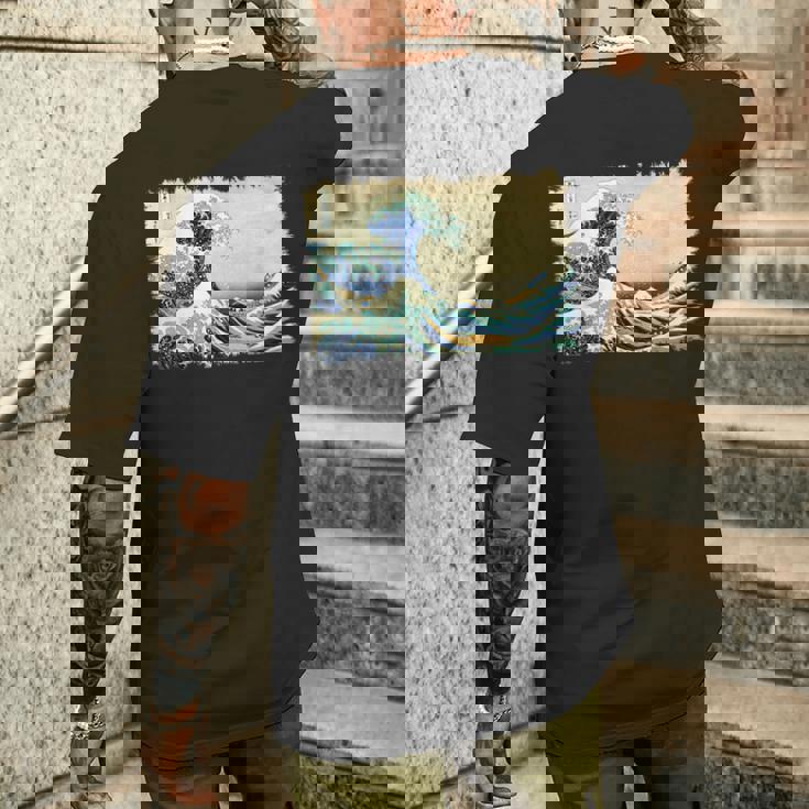 グレートウェーブ 葛飾北斎 名物 ヴィンテージアート おしゃれ メンズTシャツ バックプリント 彼への贈り物