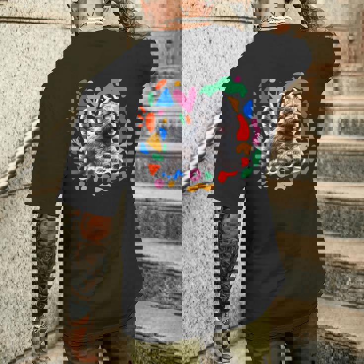 ケアンテリア カラフルなデザインの犬 メンズTシャツ バックプリント 彼への贈り物