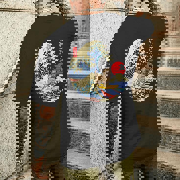 ケアンテリア 日本の神奈川波 サーフ 忠実な犬 メンズTシャツ バックプリント 彼への贈り物