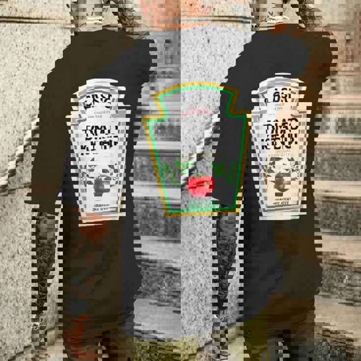 ケチャップ ハロウィン 2024 コスチューム マスタード 調味料 メンズTシャツ バックプリント 彼への贈り物