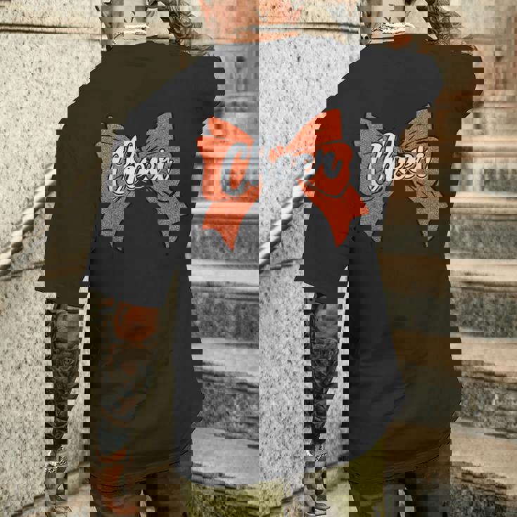 コケット オレンジ チア リボン スポーツ チアリーダー チアリーディング メンズTシャツ バックプリント 彼への贈り物