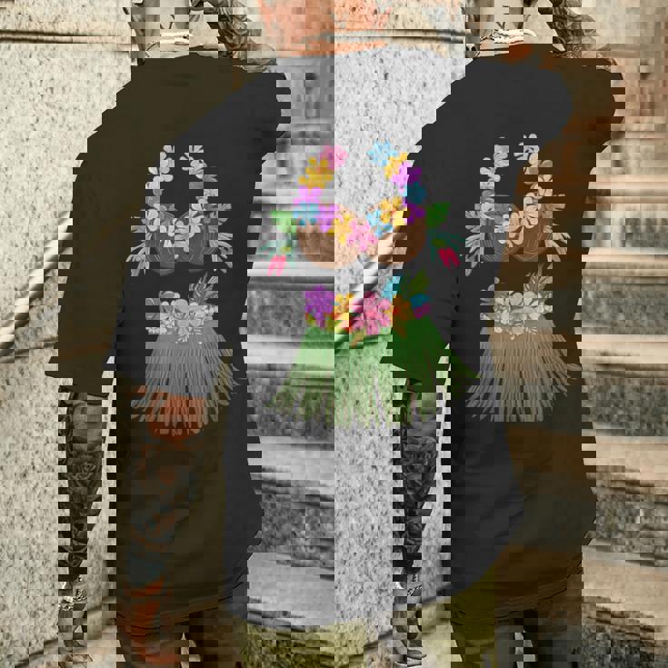 ココナッツブラ レイ 花 草 スカート フラ パーティー ハロウィン メンズTシャツ バックプリント 彼への贈り物